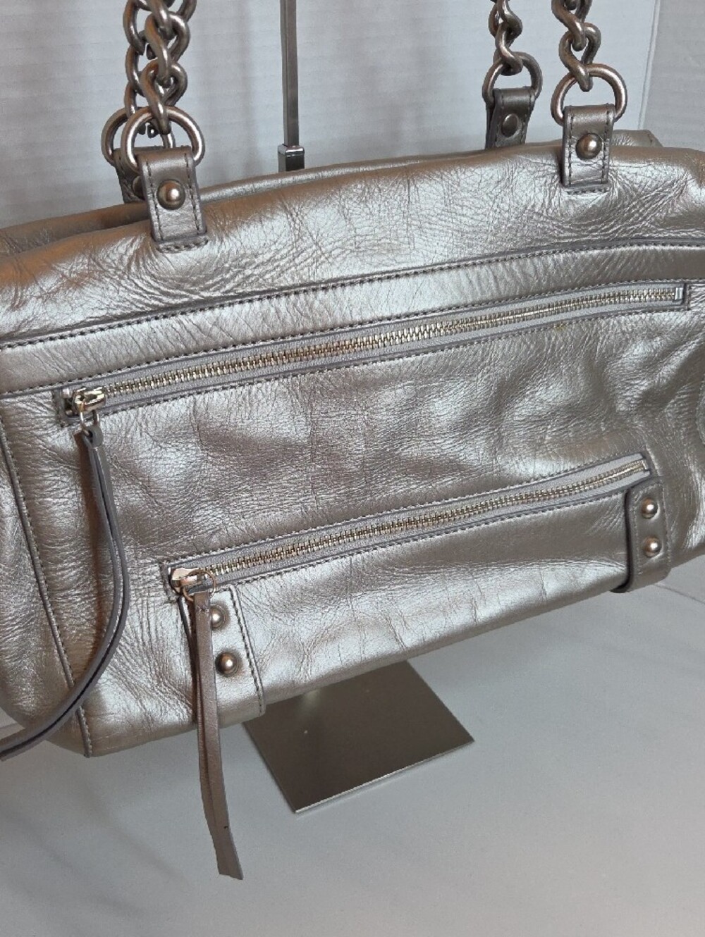 Club Monaco Metallic Silver Chain-Handle Shoulder Bag - Picture 2 of 10